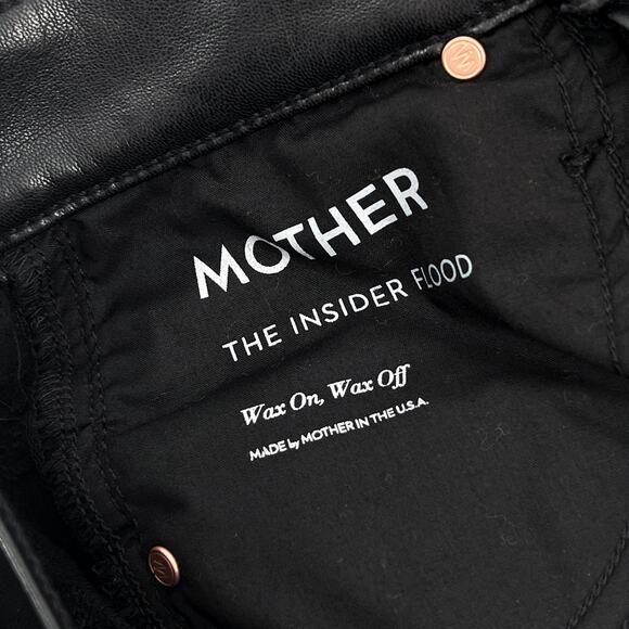 MOTHER NWT The Insider Flood Pants Women’s Size 24 Black Faux Leather - Picture 4 of 9